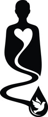 Parental Love Silhouette: Heart Path to Calming Symbol - Water Droplet or Dove

