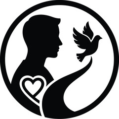 Parental Love Silhouette: Heart Path to Calming Symbol - Water Droplet or Dove

