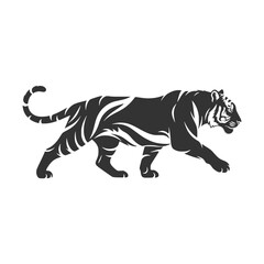 Striking Black and White Tiger Silhouette Illustration for Creative Projects