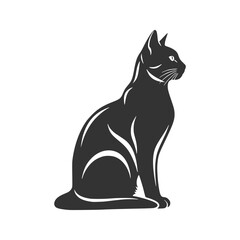 Elegant Black Cat Silhouette Graceful Feline Vector Illustration