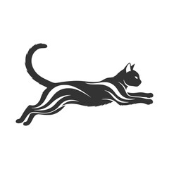 Elegant Leaping Cat Silhouette Minimalist Design for Branding and Creative Projects