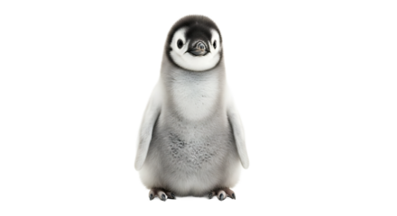 Penguin Action Portrait in a White Background, Animal Photography, Natural Environment, Close-up View, Adorable Concept