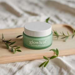 Organic Skincare Cream: Wooden Tray Aesthetic, Eco-Friendly Beauty