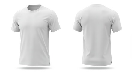White t shirt mockup front and back view isolated on white background