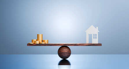 House and coins stack