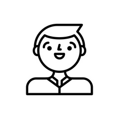 Simple Outline Avatar Of A Smiling Young Man With Short Hair And A Collared Shirt On A Transparent Background