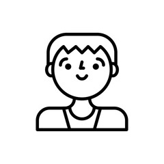 Simple Outline Avatar of a Smiling Person with Short Hair and Wide Eyes on a Transparent Background Perfect for Digital Use