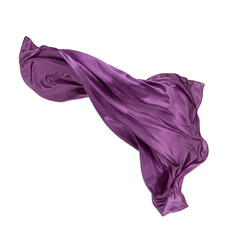 Naklejka premium Isolated purple silk fabric flowing in the wind