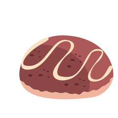 Isolated Donut Illustration with Brown and Cream Colors Against Transparent Background