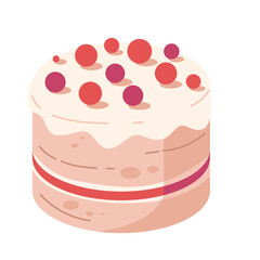 Pixelated Layered Cake With Red Berries on Transparent Background