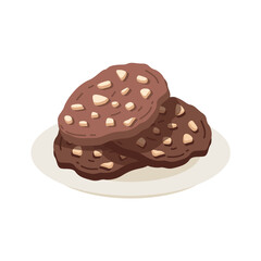 Pixelated Chocolate Chip Cookies on Plate against Transparent Background