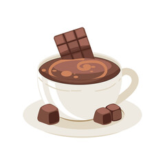 Pixelated Hot Chocolate Cup With Chocolate Bar And Truffles Transparent Background