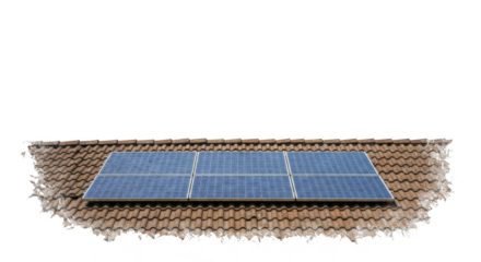 Isolated Realistic Solar Panel Array on Brown Ground Surface