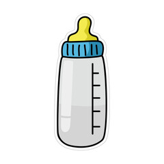 Baby Bottle With Measurement Markings and Yellow Nipple On A Transparent Background
