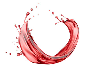red wine splash isolated on a white background. 3d render