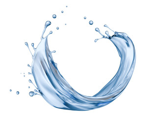 blue water splash isolated on a white background. 3d render