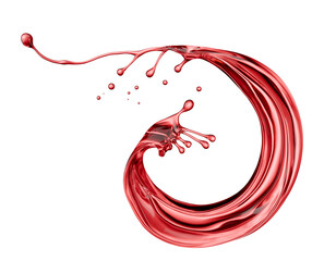 red wine splash isolated on a white background. 3d render