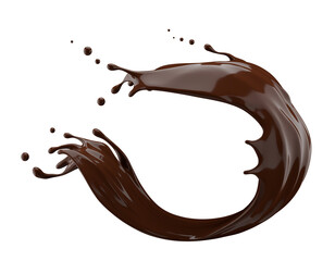 chocolate splash isolated on a white background. 3d render