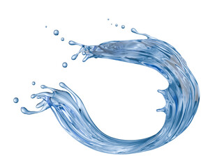 blue water splash isolated on a white background. 3d render
