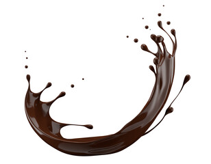 chocolate splash isolated on a white background. 3d render