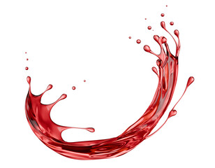 red wine splash isolated on a white background. 3d render