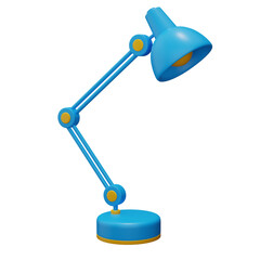 Cartoon Blue Desk Lamp with Yellow Accents Against a Transparent Background