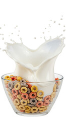Photo Isolated Cereal Splash Milk Splash In Bowl Healthy Breakfast