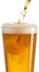 Photo Isolated Beer Pouring Into Glass With Foam