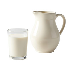 Photo Milk Pitcher And Glass Isolated Transparent Background