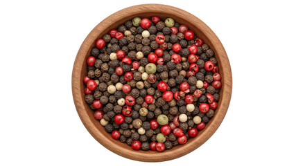 Photo Of Mixed Peppercorns In Bowl Isolated White Background