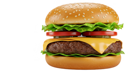 Photo Realistic Burger Isolated Transparent Background Studio Shot