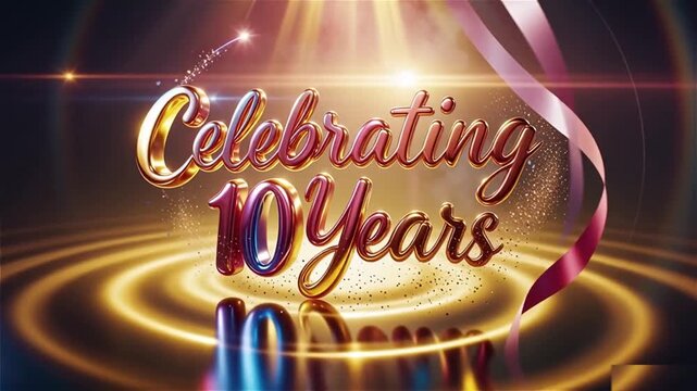 Celebrating 10 Years Anniversary - Liquid Gold Text Animation, Premium Milestone Celebration, Cinematic Achievement