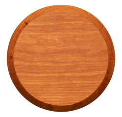 Round cherry wood chopping board. Round wooden tray. cutting board isolated on white
