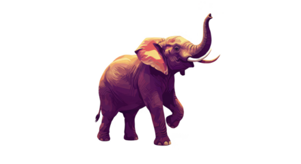 Pixel Art Elephant Isolated Transparent Background Realistic Style