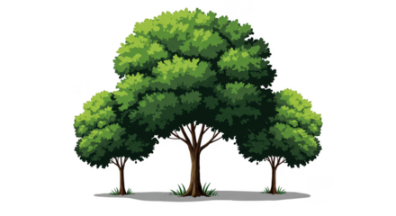 Pixel Art Illustration Green Tree Isolated Transparent Background