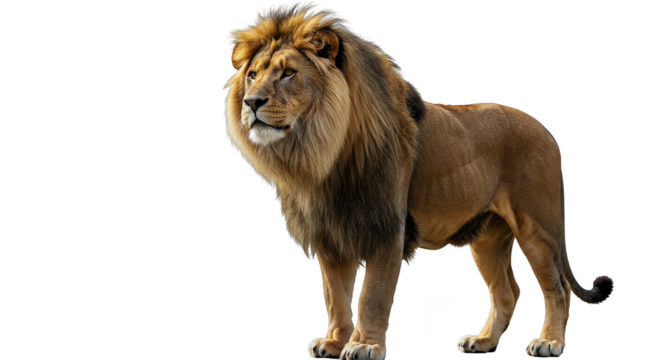 Realistic Photo Majestic Lion Isolated Black Background Wild Animal