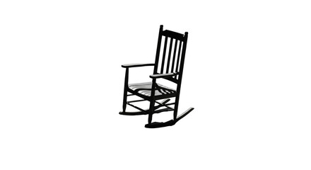 Realistic rocking chair isolated on black background with color distortions