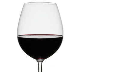 Realistic wine glass with red wine isolated on black background