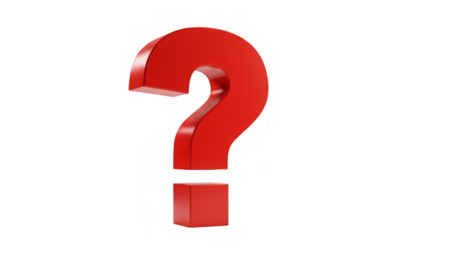 Red 3D Question Mark Transparent Background Isolated