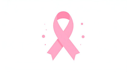 Pink ribbon symbol for breast cancer awareness campaign isolated on white.