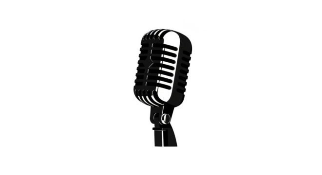 Retro Microphone Illustration Black And White Isolated Background