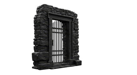 Stone archway isolated 3d render dark stone ancient weathered gate