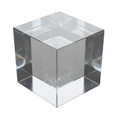 Transparent Crystal Cube Isolated 3D Render Clear Geometric Shape