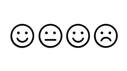 Mood Indicators: Capturing the essence of emotions through the use of four simple, yet profound, faces, each displaying a unique state of mind. A universal expression of feelings for various purposes.
