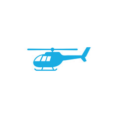 Isolated Light Blue Helicopter With Rotors On Transparent Background Icon