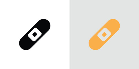 Isolated Plaster Icon Set on White and Grey Backgrounds, Medical Bandage