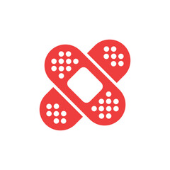 Red Patch Medical Aid Cross with White Dots on Transparent Background Symbol