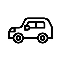 Simple Outline Icon of a Compact SUV or Crossover Vehicle With Black Lines On A Transparent White Background