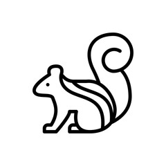 Simple Outline Icon of a Squirrel with Fluffy Tail on a Transparent Background Representing Nature and Wildlife