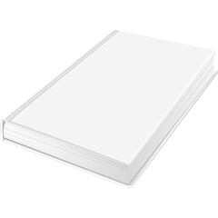 Blank White Closed Book With Clean Hardcover and Textured Pages Lying Flat Isolated on Transparent Background